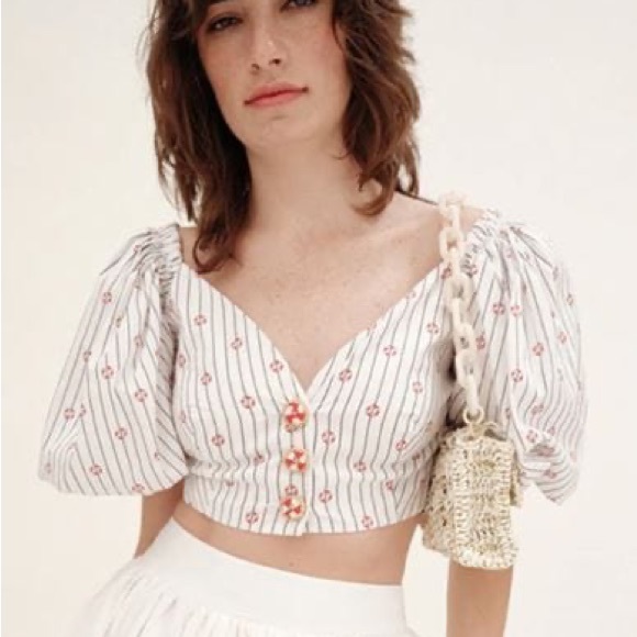 NWT - Emily in Paris Collection - Bouee Puff Sleeve Crop Top - Picture 6 of 7